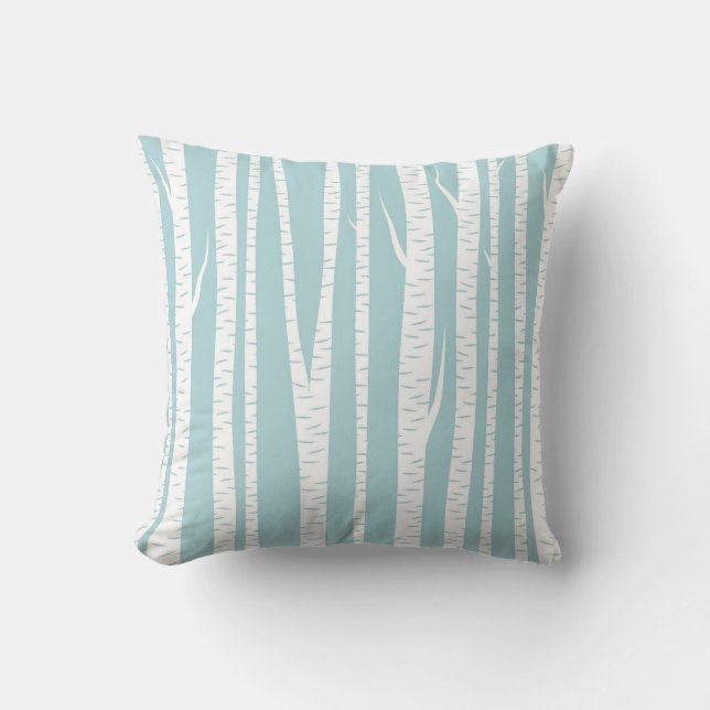 Birch Trees Blue Cushion (Front)