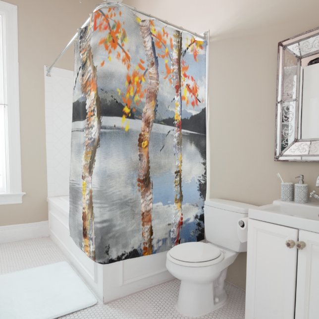 Birch Trees Custom Shower Curtain (In Situ)