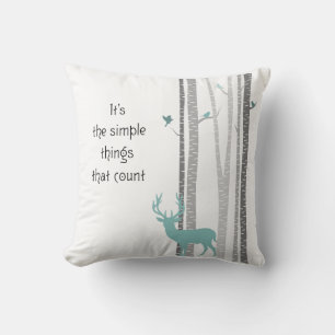 Birch Trees Deer Inspirational quote Cushion