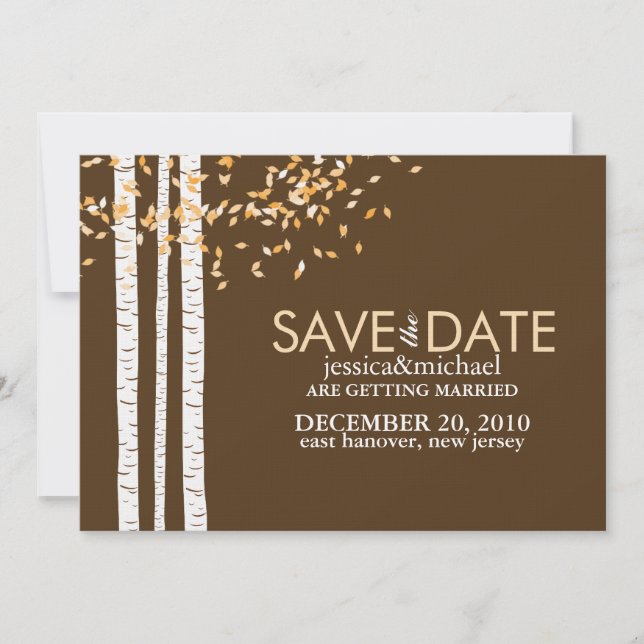 Birch Trees Fall Save the Date Announcements (Front)