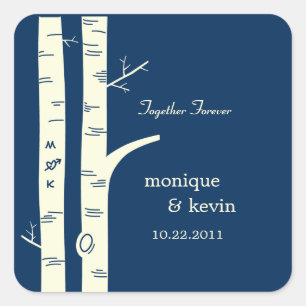 Birch Trees Favour Stickers/ Envelope Seals - Navy