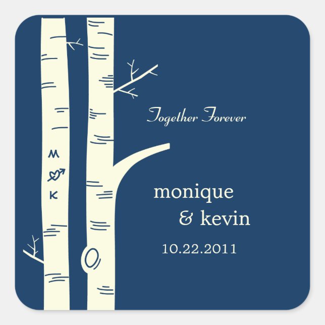 Birch Trees Favour Stickers/ Envelope Seals - Navy (Front)