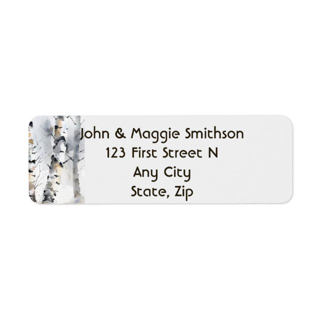Birch Trees Forest Winter Nature Return Address Label (Front)