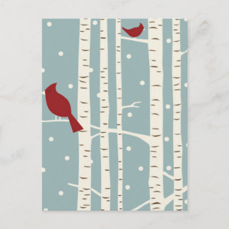 birch trees holiday postcard