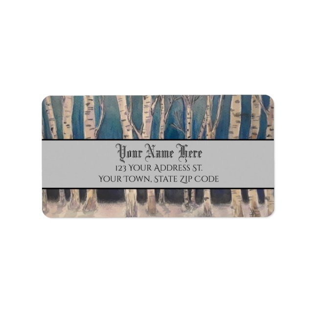 Birch Trees Holiday Return Address Label (Front)