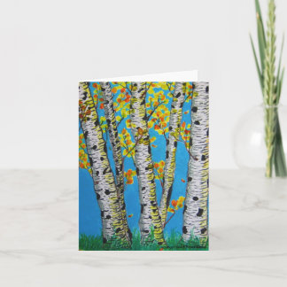 Birch Trees in Autumn Note Cards - Portrait View