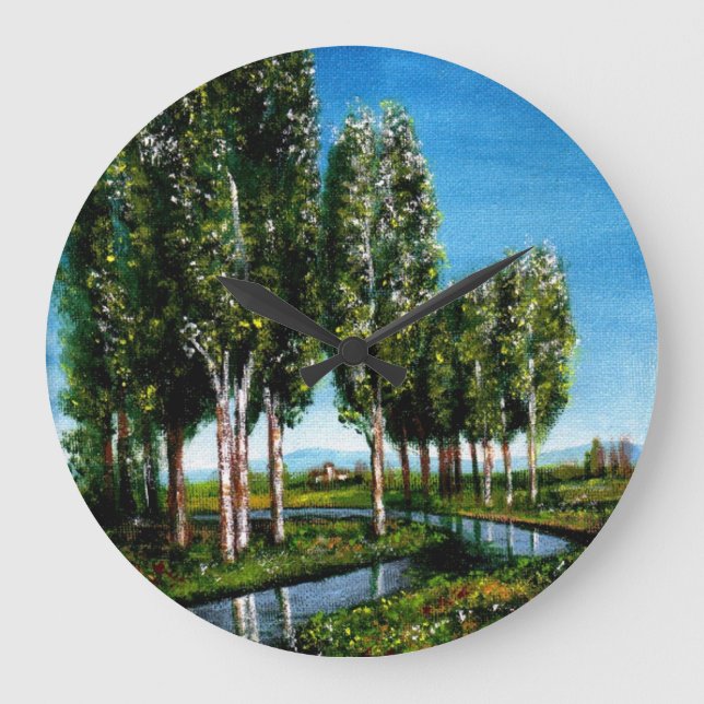 BIRCH TREES IN TUSCANY LARGE CLOCK (Front)