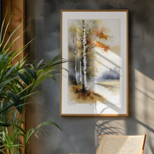 Birch Trees in Watercolor - Print