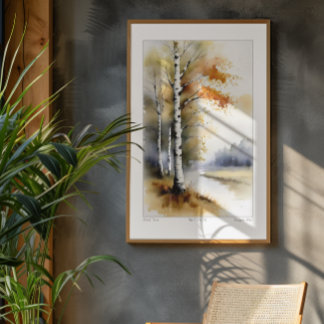 Birch Trees in Watercolor - Print