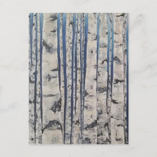Birch trees Morse Code Postcard