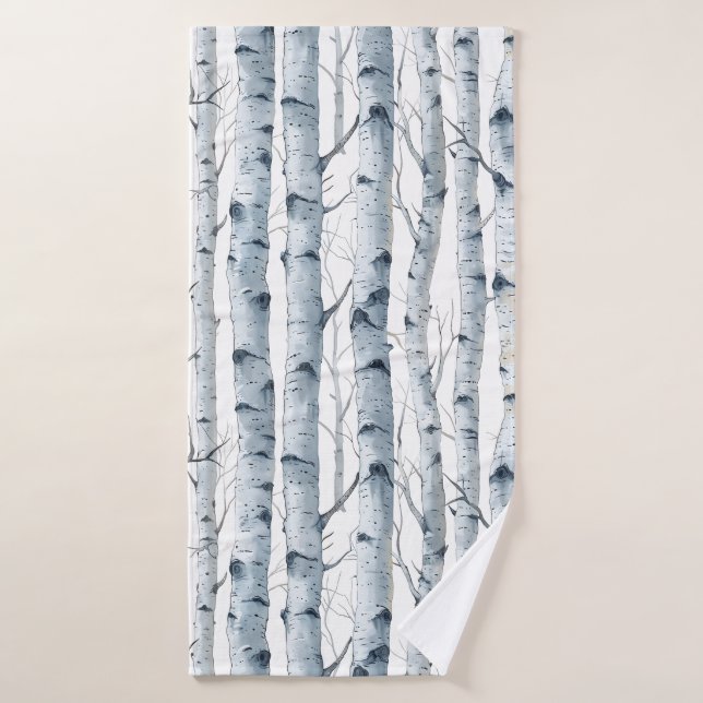 Birch trees pattern grey white bath towel (Bath Towel)