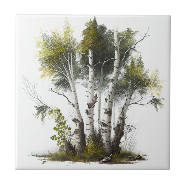 Birch Trees, The Birches Northern Ireland Ceramic Tile (Front)