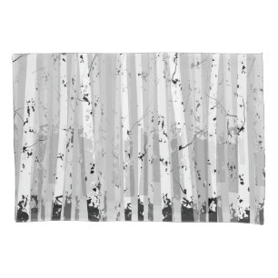 Birch Trees Vintage Horizontal Background Pillowcase
