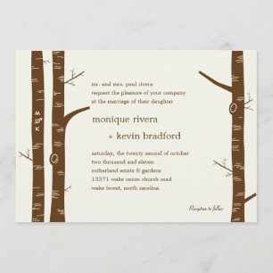 Birch Trees Wedding Invitation - Almond