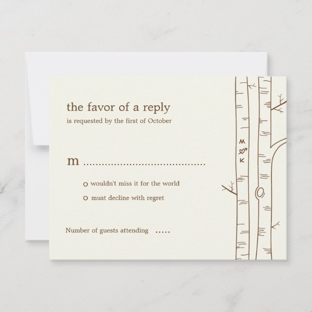 Birch Trees Wedding RSVP Card - Sketchy (Front)