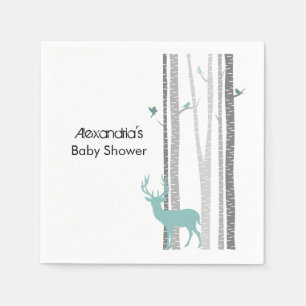 Birch Trees with Deer Baby Shower Napkin