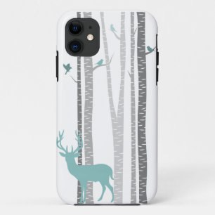 Birch Trees with Deer iPhone 11 Case
