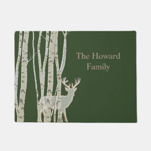Birch Trees with Deer Custom Door Mat
