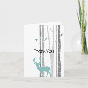 Birch Trees with Deer Thank You Card