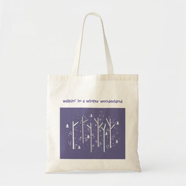 Birch Trees with Falling Snow Tote Bag (Front)