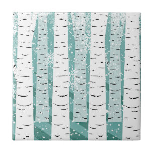 Birch Trunk Trees Ceramic Tile