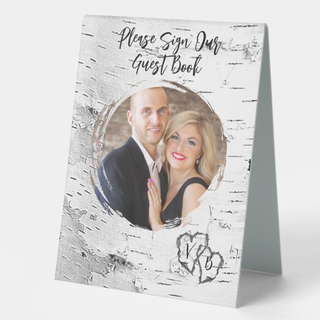 Birch Wedding Guest Book Table Sign (Front)