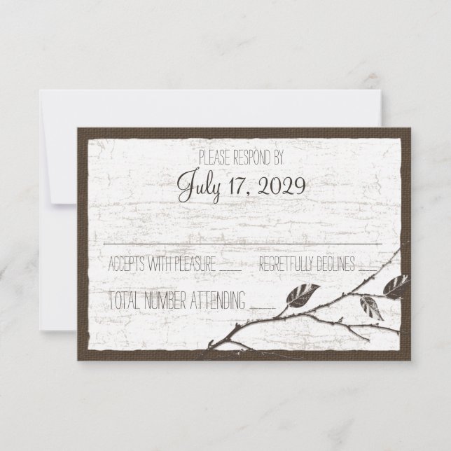 Birch Wood Deer Wedding Response Card (Front)