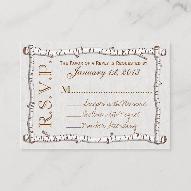 Birch Woods Rustic RSVP Cards (pk 100) (Front)