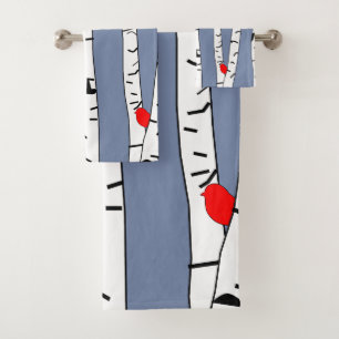Birches and Birds Bath Towel Set
