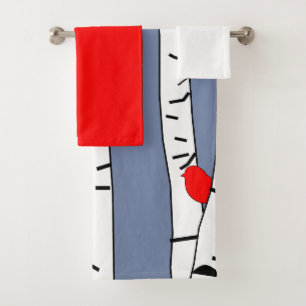 Birches and Birds Bath Towel Set