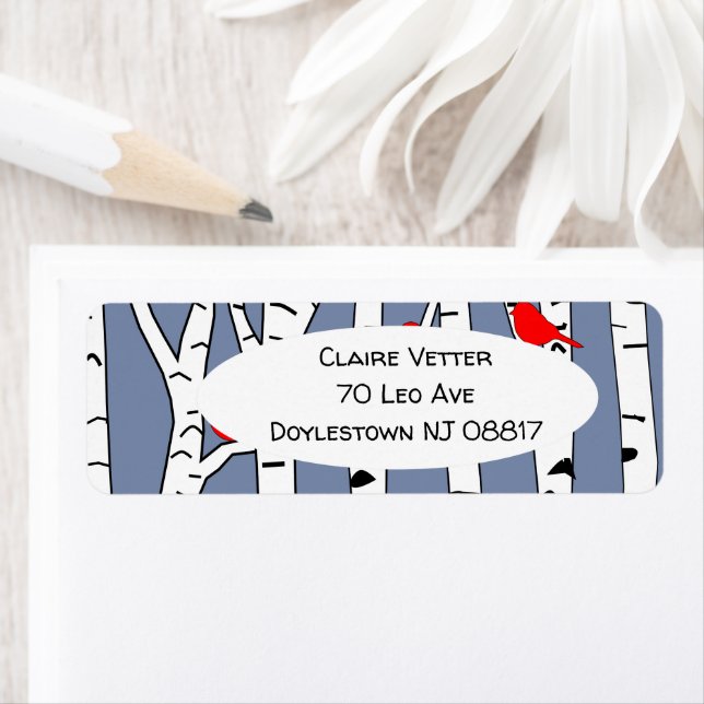 Birches and Birds Return Address Label (Insitu)