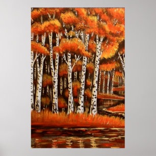 Birches Autumn Landscape Poster