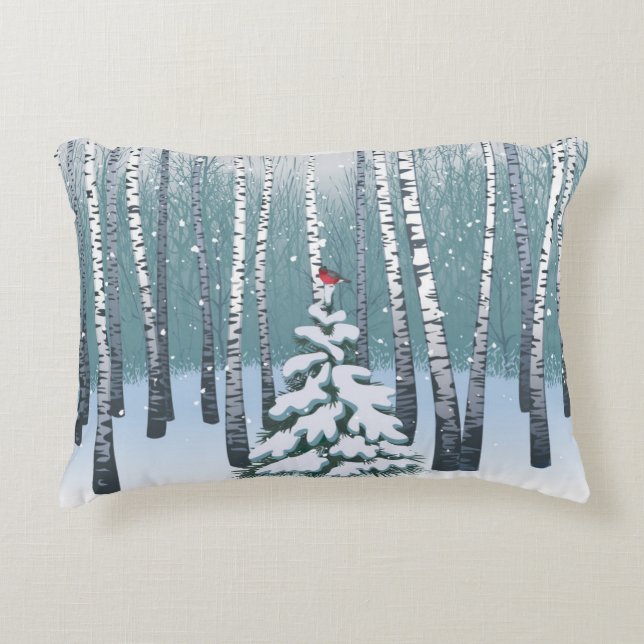 Birches In The Winter Forest Decorative Cushion (Front)