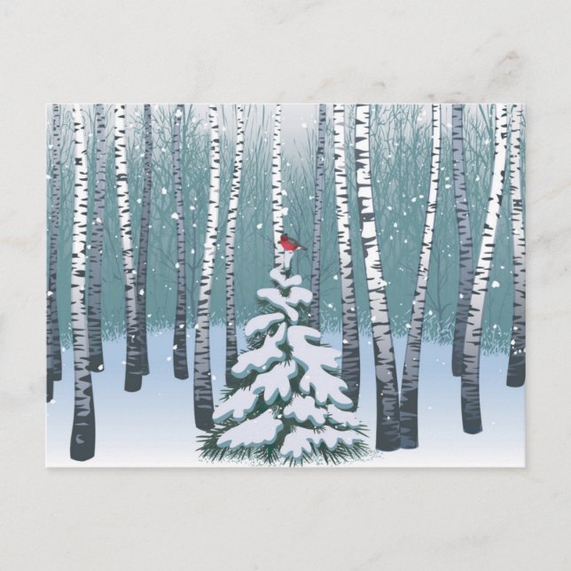Birches In The Winter Forest Postcard (Front)