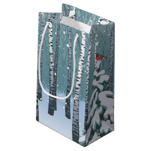 Birches In The Winter Forest Small Gift Bag