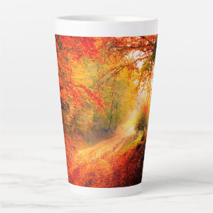 Birches Trees Fall Autumn orange Leaves Landscape Latte Mug