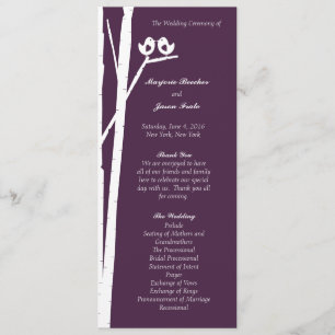 Birchtree Birds Wedding Program Purple