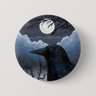 Bird 58 Crow Raven 6 Cm Round Badge