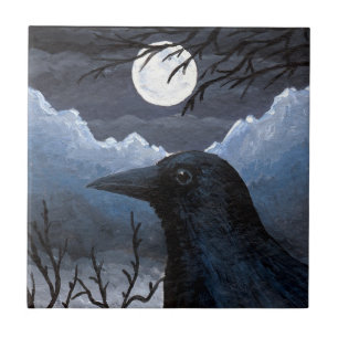 Bird 58 Crow Raven Ceramic Tile