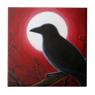 Bird 62 Crow Raven Ceramic Tile