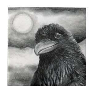 Bird 64 Crow Raven Ceramic Tile