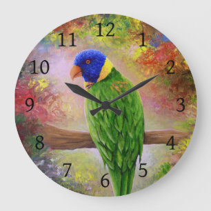 bird 76 multicolor bird large clock