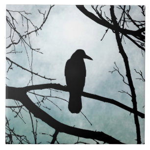 bird 77 Crow Raven Ceramic Tile