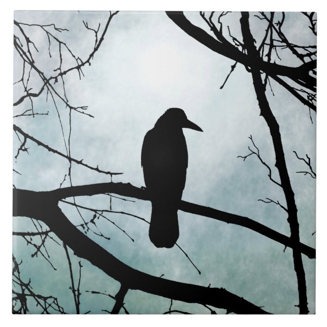 bird 77 Crow Raven Ceramic Tile (Front)