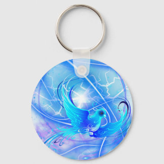 Bird Abstract Blue Keychain