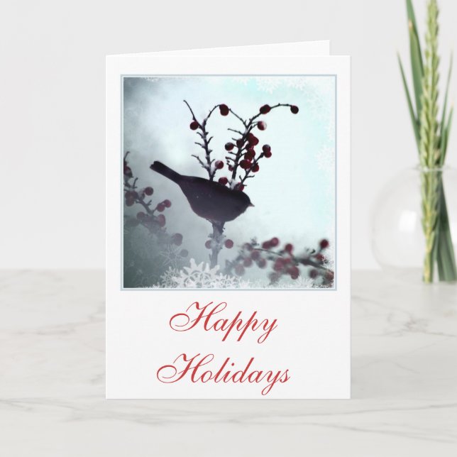Bird and Berries Christmas greeting cards (Front)