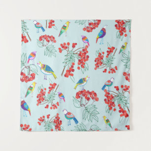 Bird and berry pattern design. tapestry