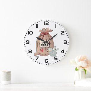 Bird And Bird Seed Large Clock