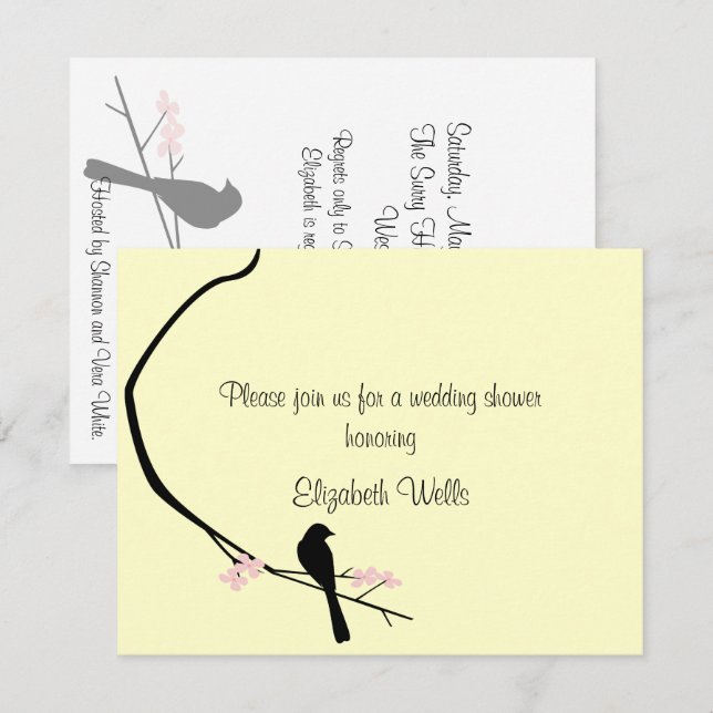 Bird and Blossom Invitation - Small (Front/Back)