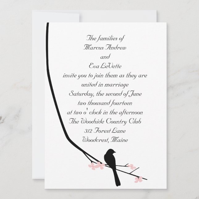 Bird and Blossom Large Invitation (Front)